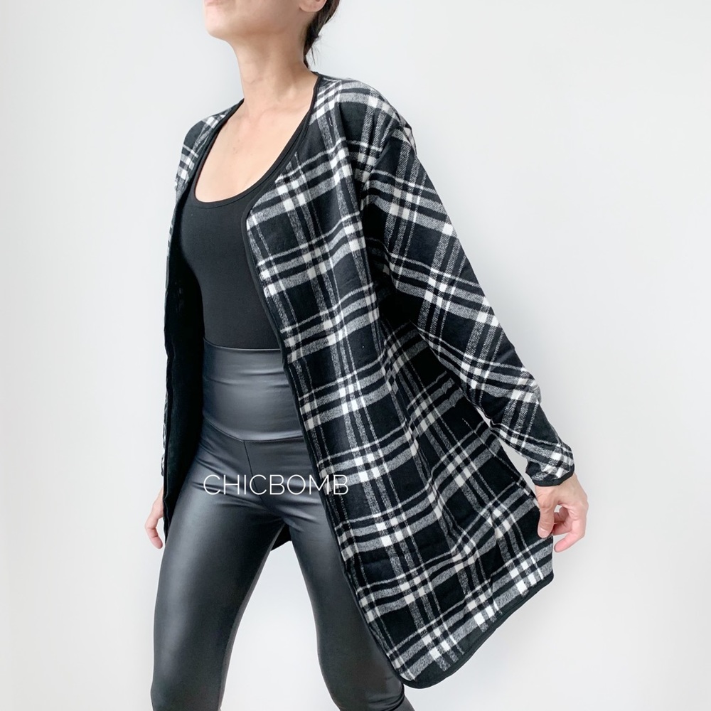 White and Black Plaid Coat - Picture 7 of 13